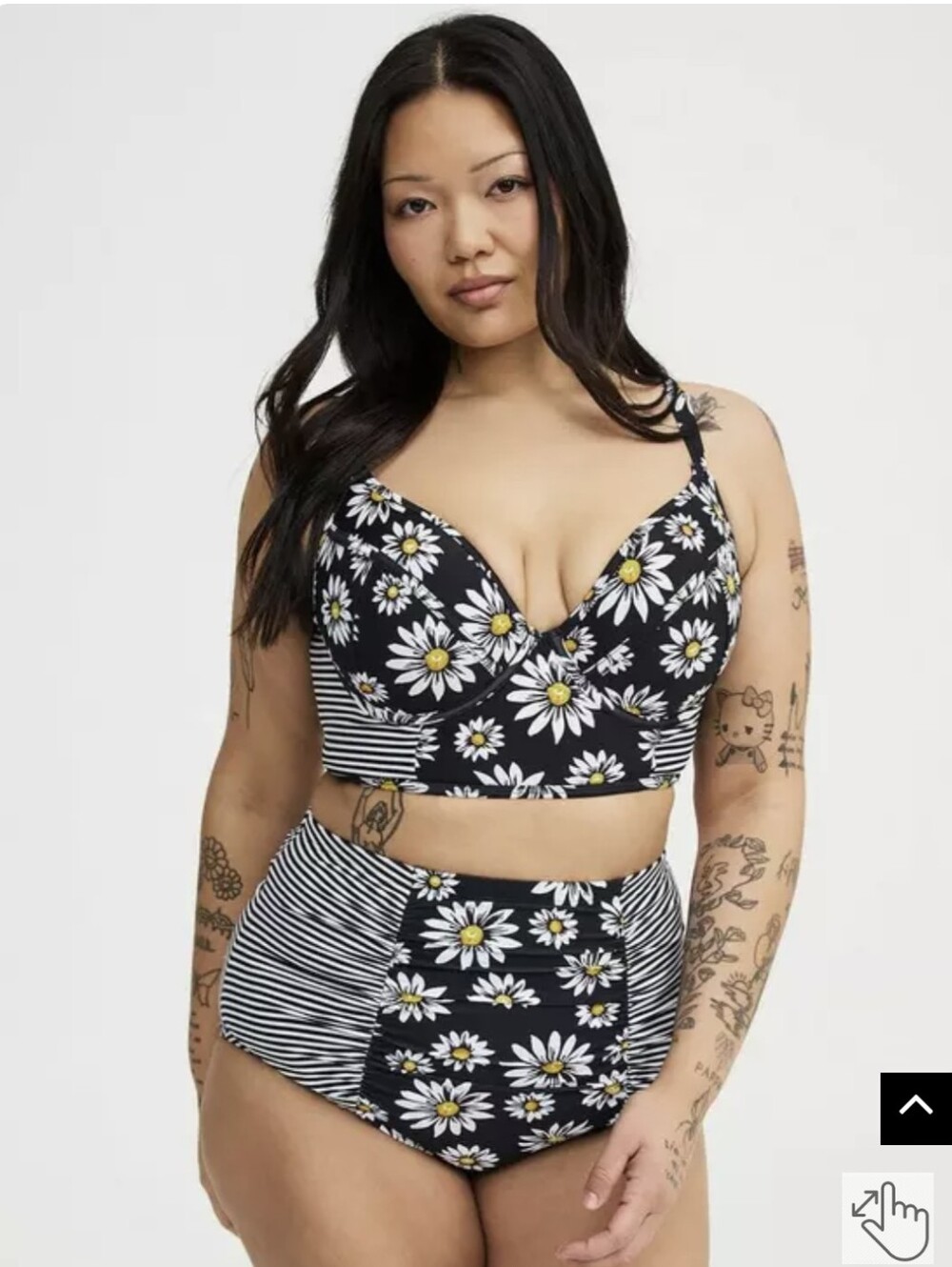 Torrid Daisy Delight Swim Suit Ruched Swim Bottom & Longline Top Sz 2x & 3x D/DD